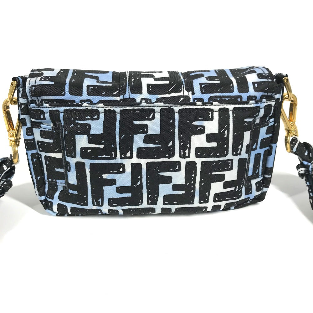 Fendi Shoulder Bag 8Br784 Nylon Blue Joshua Vides Collaboration Zucca Baguette Mini Mens