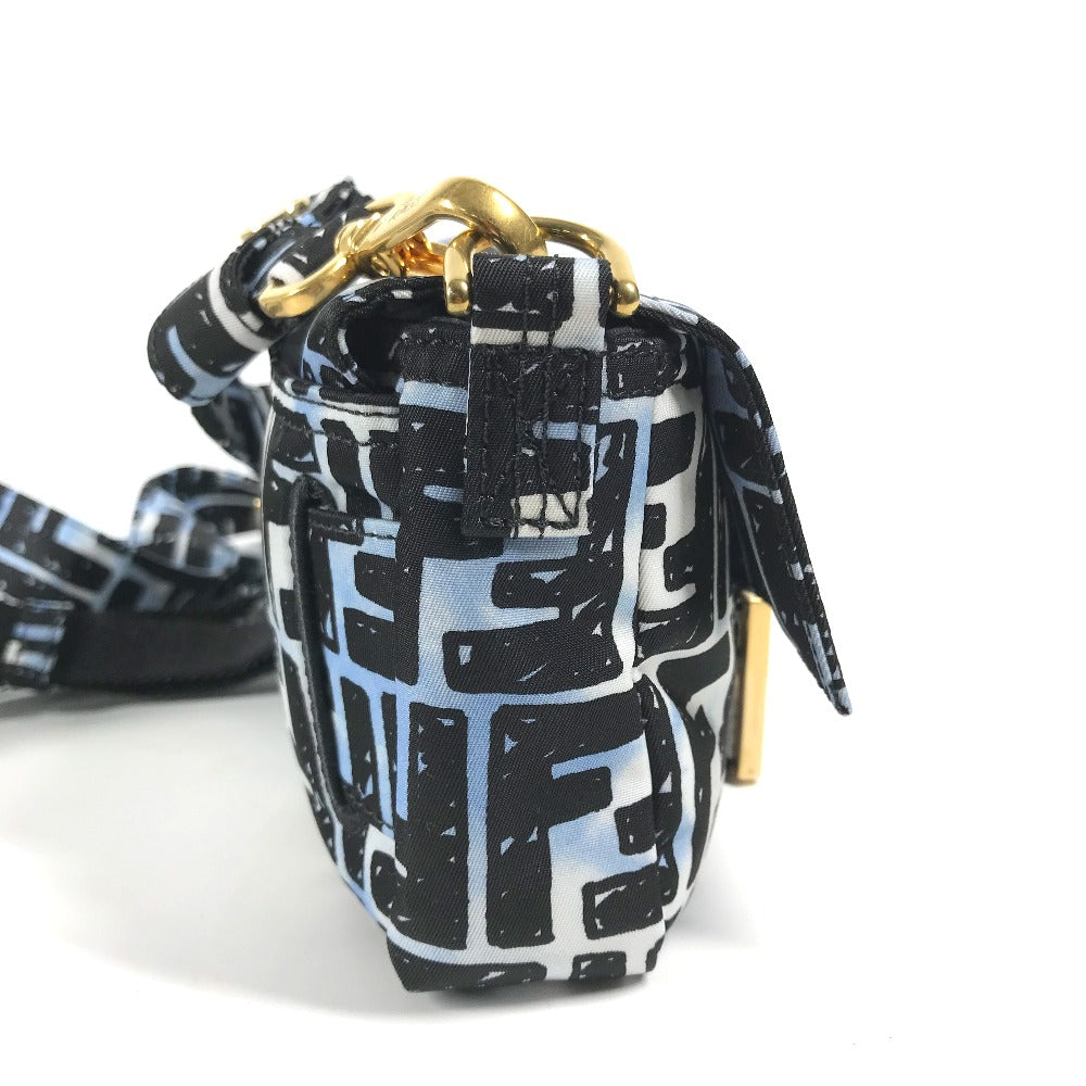 Fendi Shoulder Bag 8Br784 Nylon Blue Joshua Vides Collaboration Zucca Baguette Mini Mens