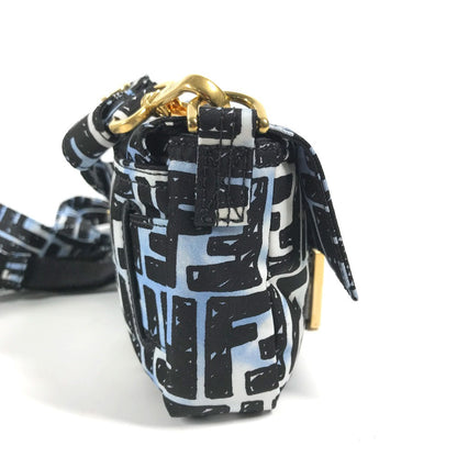Fendi Shoulder Bag 8Br784 Nylon Blue Joshua Vides Collaboration Zucca Baguette Mini Mens