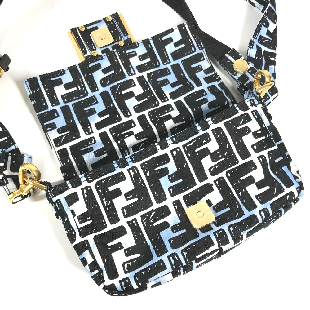 Fendi Shoulder Bag 8Br784 Nylon Blue Joshua Vides Collaboration Zucca Baguette Mini Mens