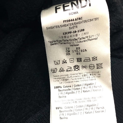 Fendi Sweat Fy0944 Cotton Black Sequin Logo Patch Detail Women Xs