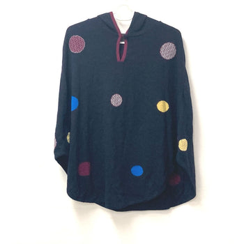 Fendi Poncho Wool, Rayon Multicolor Hoodie Dot Polka Dots Women