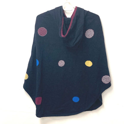 Fendi Poncho Wool, Rayon Multicolor Hoodie Dot Polka Dots Women