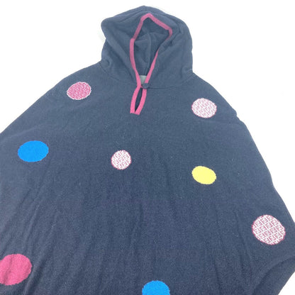 Fendi Poncho Wool, Rayon Multicolor Hoodie Dot Polka Dots Women