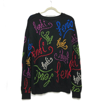 Fendi Sweater Fzy463 Ah3E Cotton Black 21Aw Logo Multicolor Mens 50