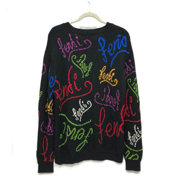 Fendi Sweater Fzy463 Ah3E Cotton Black 21Aw Logo Multicolor Mens 50