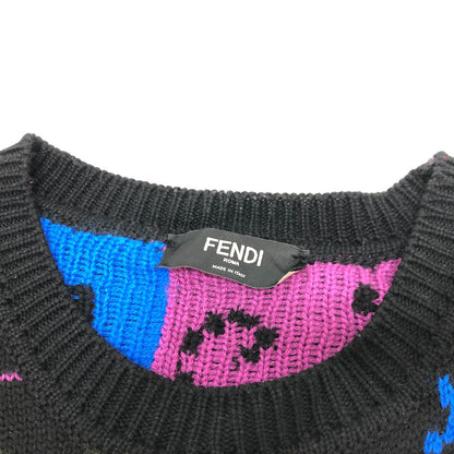 Fendi Sweater Fzy463 Ah3E Cotton Black 21Aw Logo Multicolor Mens 50