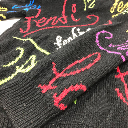 Fendi Sweater Fzy463 Ah3E Cotton Black 21Aw Logo Multicolor Mens 50