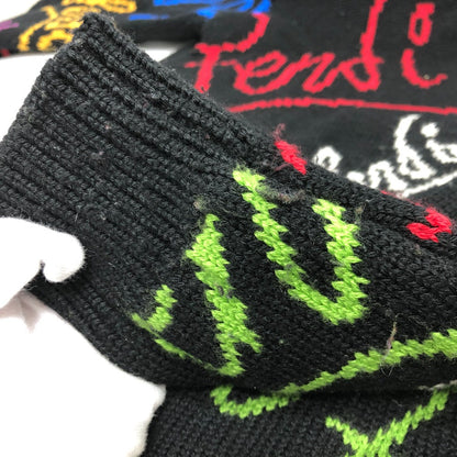 Fendi Sweater Fzy463 Ah3E Cotton Black 21Aw Logo Multicolor Mens 50
