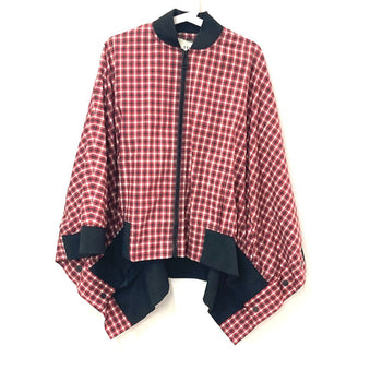 Fendi Jacket Fj6898 Polyester, Nylon Red Check Logo Poncho Women 38