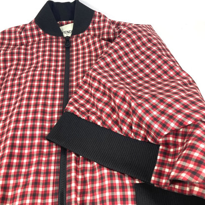 Fendi Jacket Fj6898 Polyester, Nylon Red Check Logo Poncho Women 38