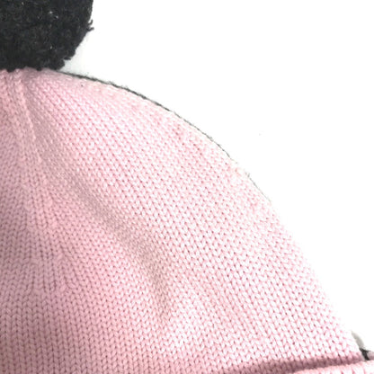 Fendi Knit Hat Fxq056 Wool Pink By Color Logo With Pom-Pom Women