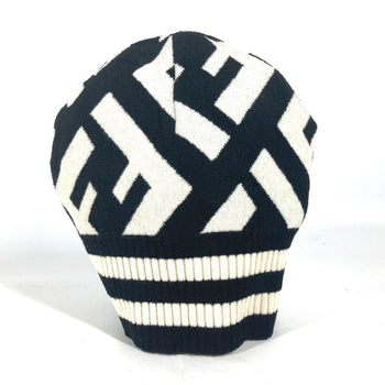 Fendi Knit Hat Fxq538 Wool, Rayon Black By Color Zucca Logo Women
