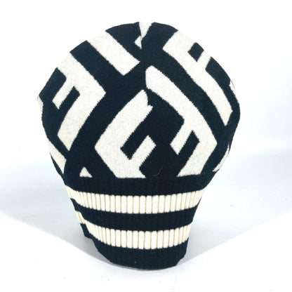 Fendi Knit Hat Fxq538 Wool, Rayon Black By Color Zucca Logo Women