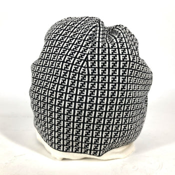 Fendi Knit Hat Fxq056 Wool Black Zucca Logo