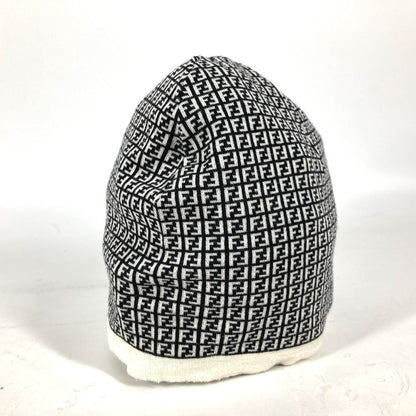Fendi Knit Hat Fxq056 Wool Black Zucca Logo