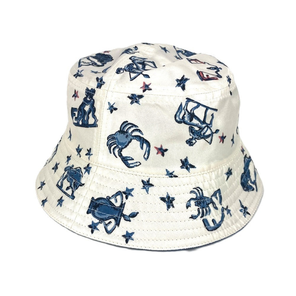 Fendi Hat Fxq995 Silk Blue Logo All-Over Pattern L