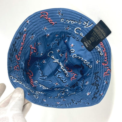 Fendi Hat Fxq995 Silk Blue Logo All-Over Pattern L