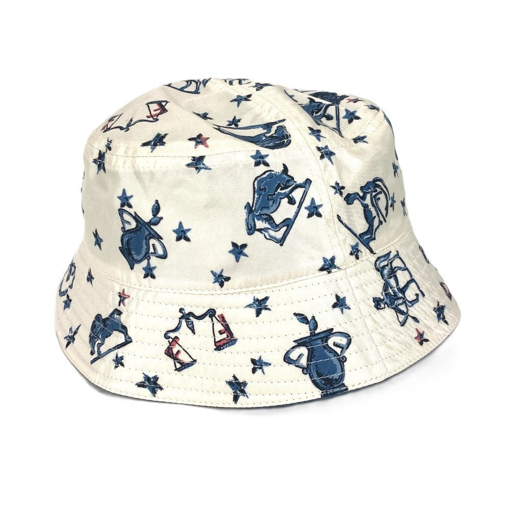 Fendi Hat Fxq995 Silk Blue Logo All-Over Pattern L