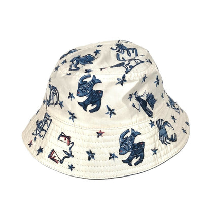 Fendi Hat Fxq995 Silk Blue Logo All-Over Pattern L