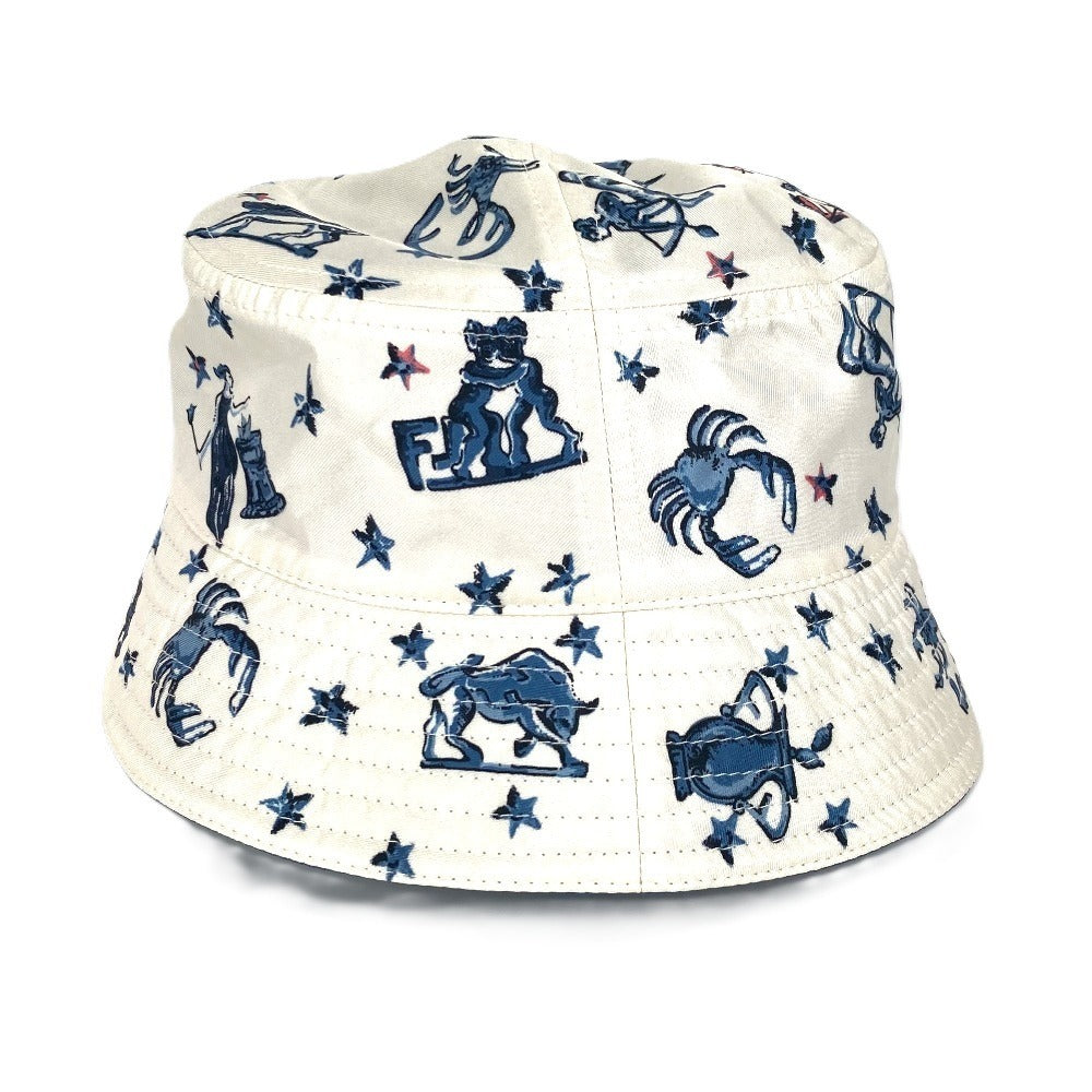 Fendi Hat Fxq995 Silk Blue Logo All-Over Pattern L