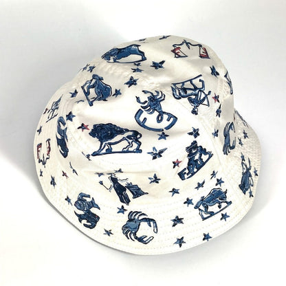 Fendi Hat Fxq995 Silk Blue Logo All-Over Pattern L