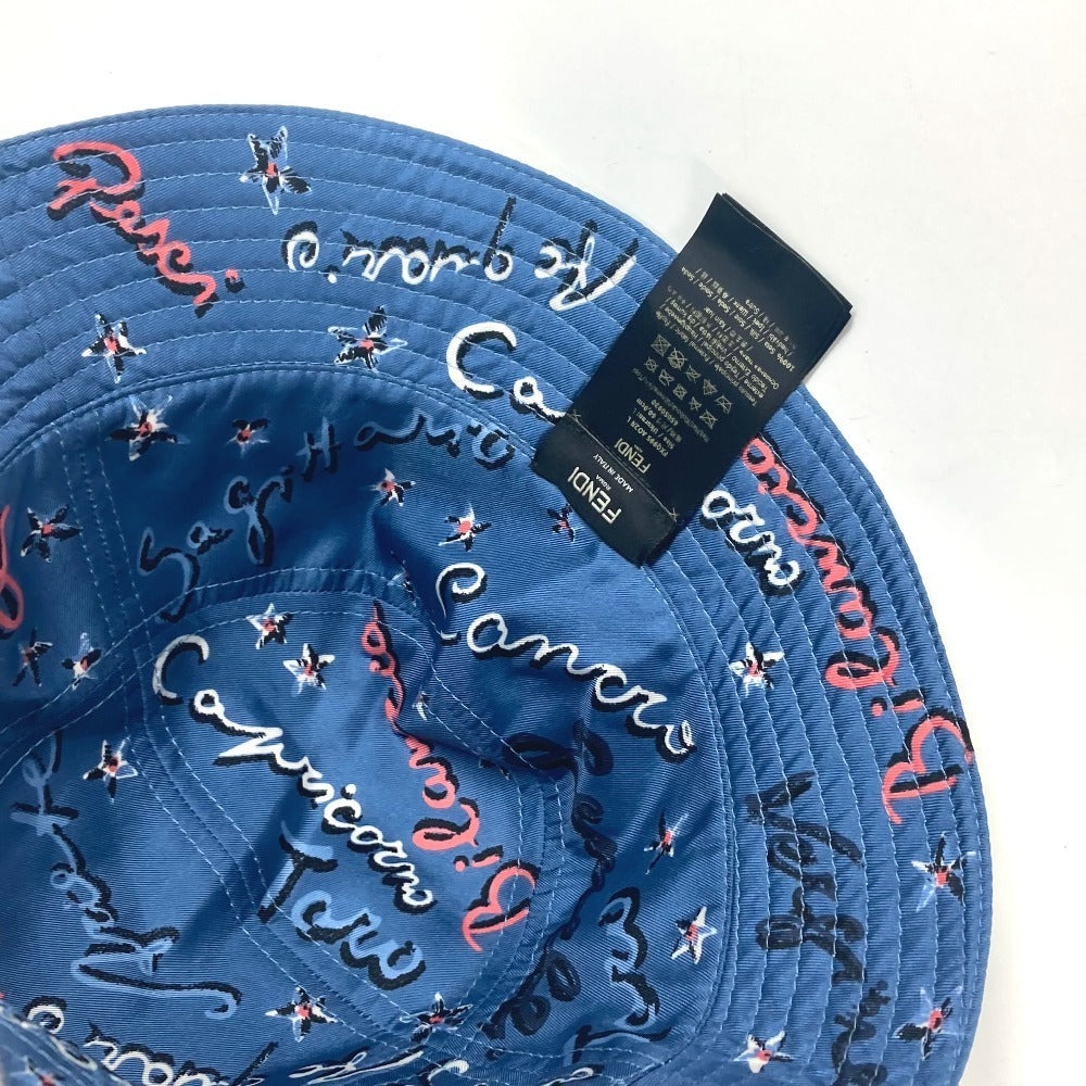 Fendi Hat Fxq995 Silk Blue Logo All-Over Pattern L