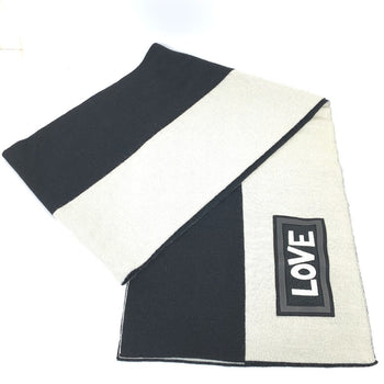 Fendi Scarf Fxs124 Wool Black X White Logo Scarf Unisex(Unisex)