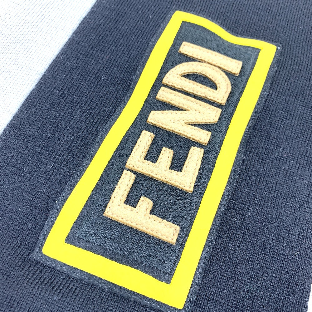 Fendi Scarf Fxs124 Wool Black X White Logo Scarf Unisex(Unisex)