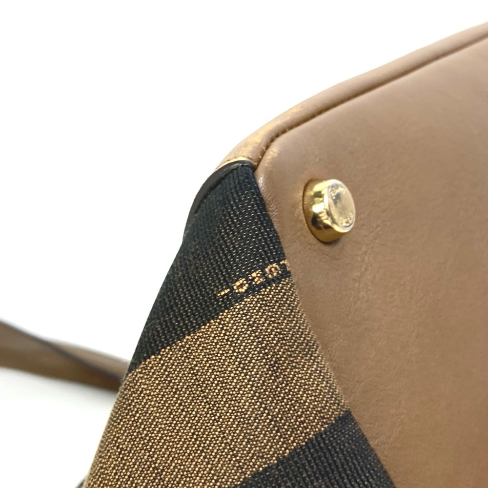 Fendi Handbag 8Bn251 Leather/Canvas, Suede Brown Pecan Women