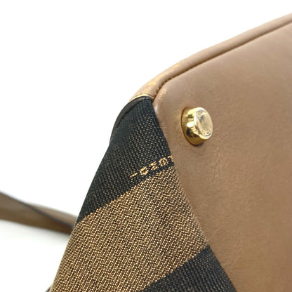 Fendi Handbag 8Bn251 Leather/Canvas, Suede Brown Pecan Women