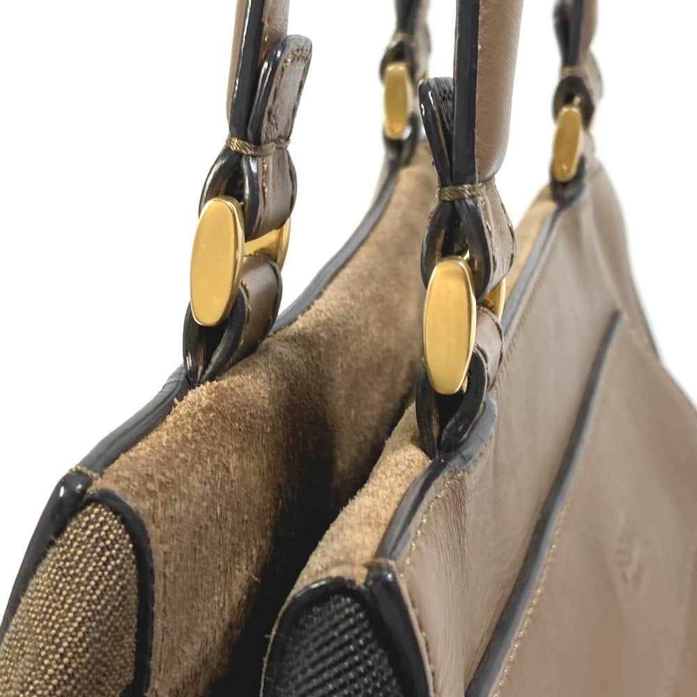 Fendi Handbag 8Bn251 Leather/Canvas, Suede Brown Pecan Women