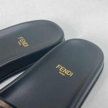 Fendi Sandals 8X8142 Polyester Brown Shoes Shower Sandals Pool Sandals Feel Slide Pleated 35