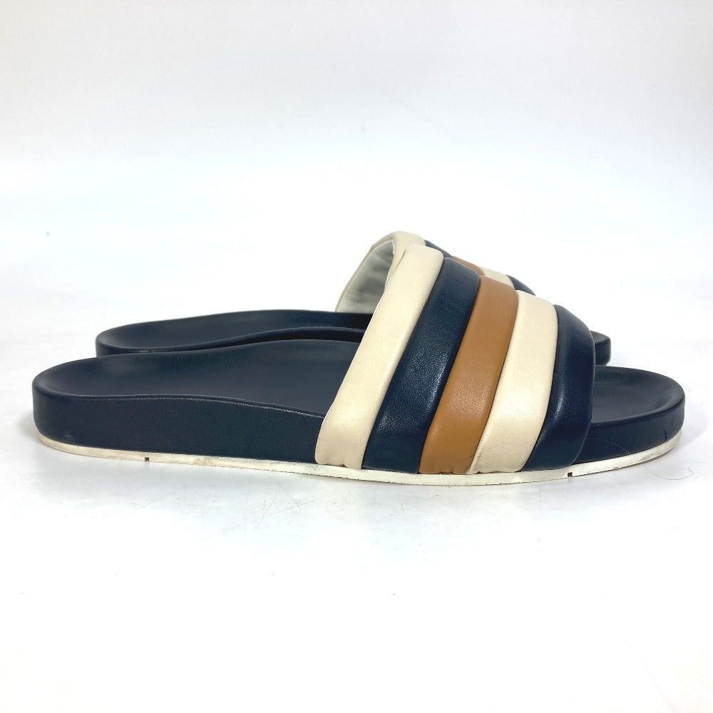 Fendi Sandals 7X1059 Leather Navy Flat Sandals Beach Sandals Tricolor Mens 8