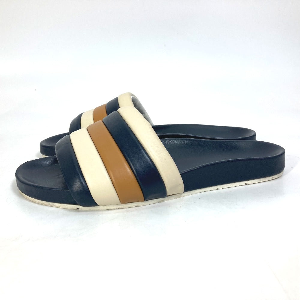 Fendi Sandals 7X1059 Leather Navy Flat Sandals Beach Sandals Tricolor Mens 8
