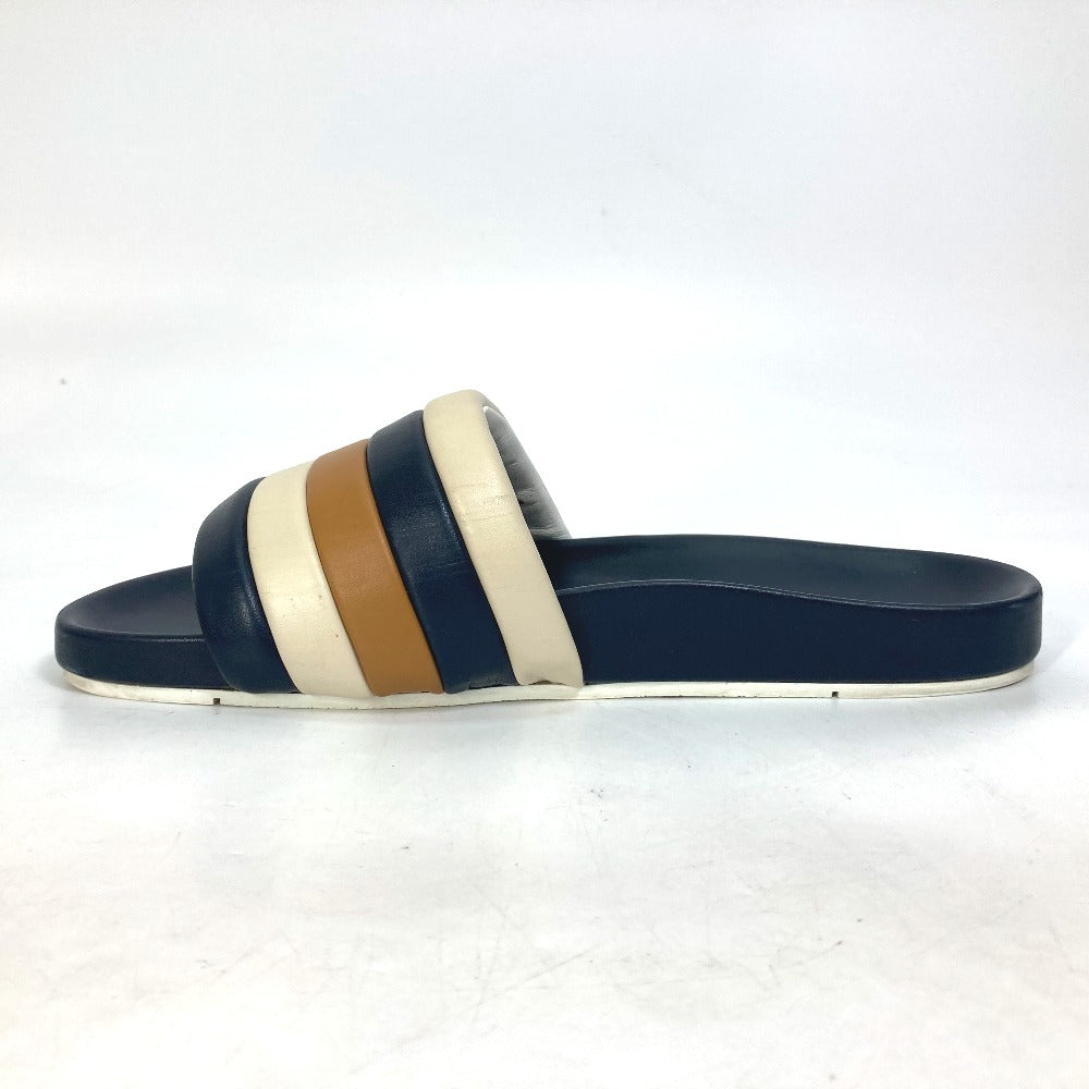 Fendi Sandals 7X1059 Leather Navy Flat Sandals Beach Sandals Tricolor Mens 8