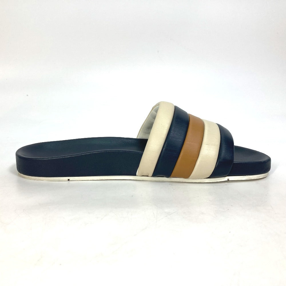 Fendi Sandals 7X1059 Leather Navy Flat Sandals Beach Sandals Tricolor Mens 8
