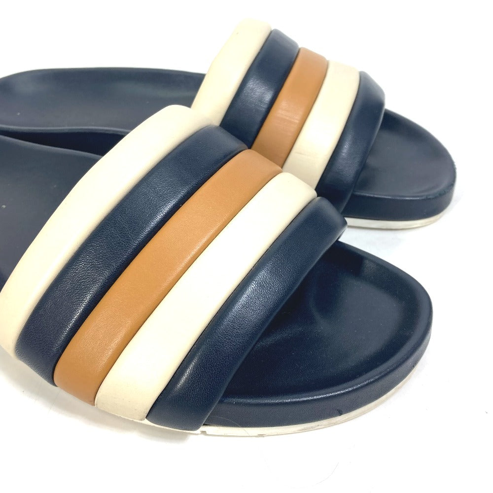 Fendi Sandals 7X1059 Leather Navy Flat Sandals Beach Sandals Tricolor Mens 8