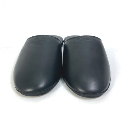 Fendi Sandals Leather Black Indoors Logo Slippers Mens 6
