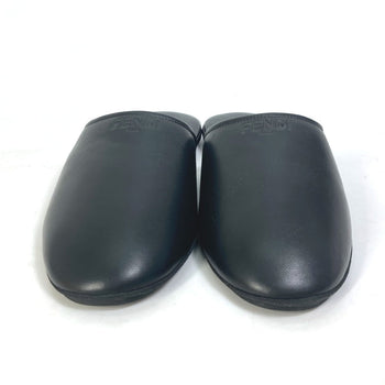Fendi Sandals Leather Black Indoors Logo Slippers Mens 6