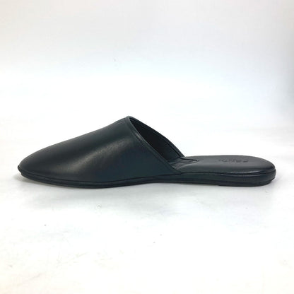 Fendi Sandals Leather Black Indoors Logo Slippers Mens 6
