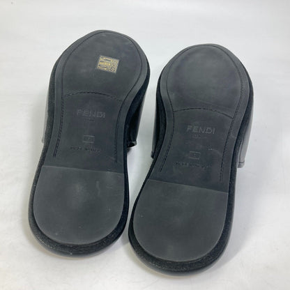 Fendi Sandals Leather Black Indoors Logo Slippers Mens 6