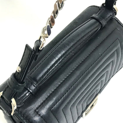 Fendi Shoulder Bag 8M0371 Leather Black Pochette Crossbody Double Micro Baguette Women