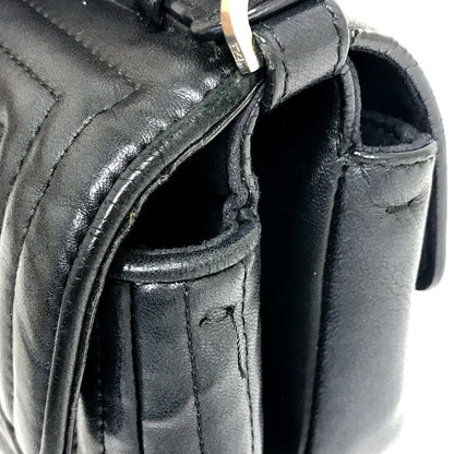 Fendi Shoulder Bag 8M0371 Leather Black Pochette Crossbody Double Micro Baguette Women