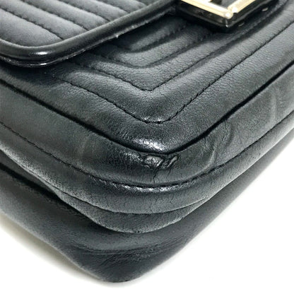 Fendi Shoulder Bag 8M0371 Leather Black Pochette Crossbody Double Micro Baguette Women