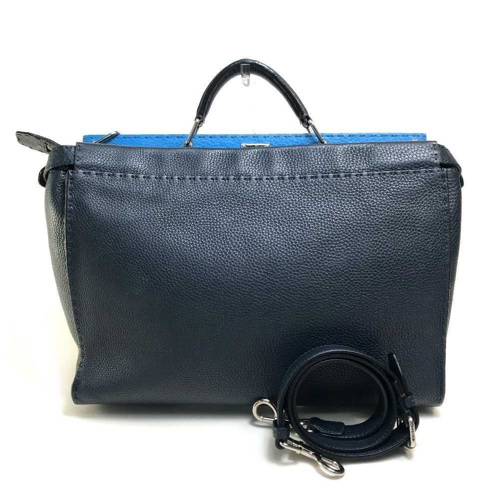 Fendi Business Bag 7Va388 Leather Navy X Blue Celeria Peekaboo Mens