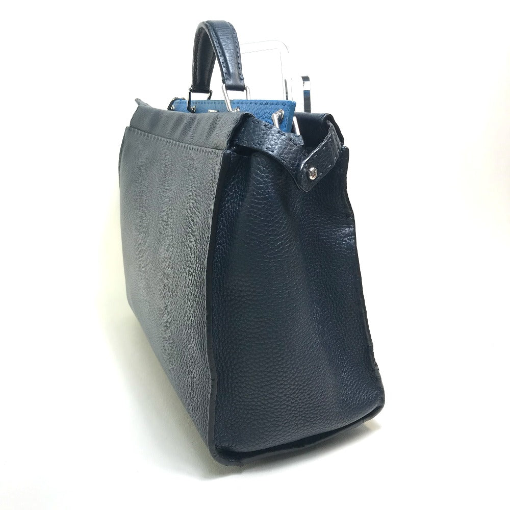 Fendi Business Bag 7Va388 Leather Navy X Blue Celeria Peekaboo Mens