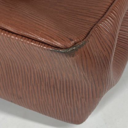 Fendi Handbag Leather Brown Vintage Ff Logo Women