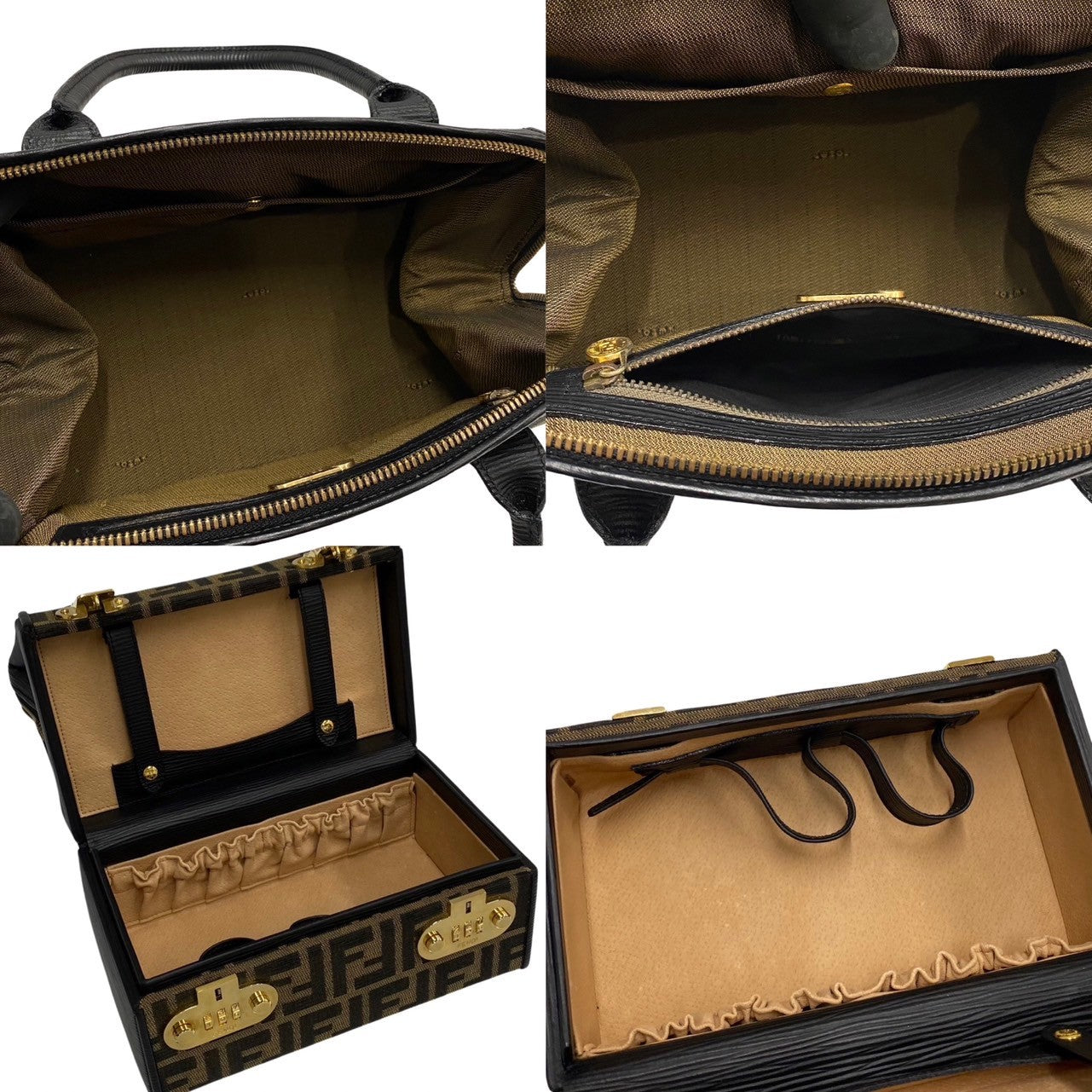 Fendi Shoulder Bag Leather, Canvas Black Zucca Women