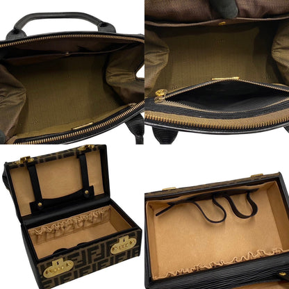 Fendi Shoulder Bag Leather, Canvas Black Zucca Women